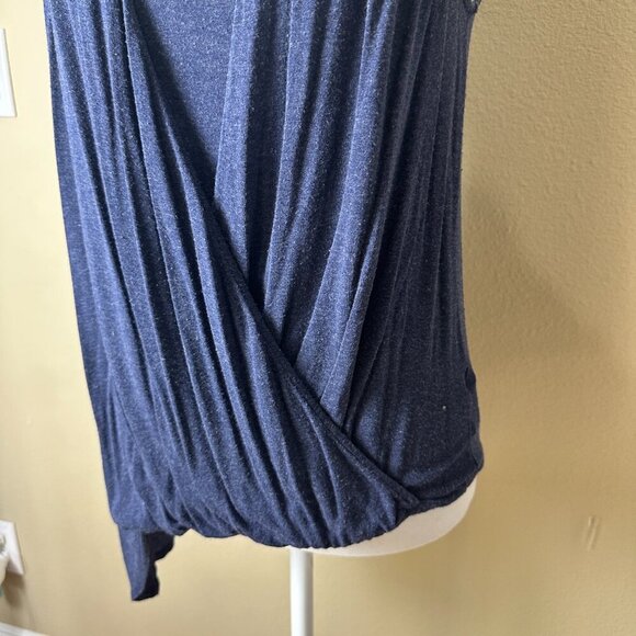 ELLA MOSS Drape Front Layered Tank Top Shirt Size Medium Blue Heathered Grey - Picture 4 of 11